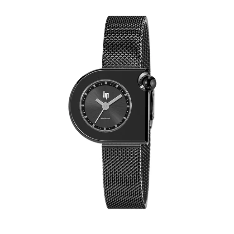 LIP Watch Face - Mach 2000 - Mini Moon - Black Milanese Strap