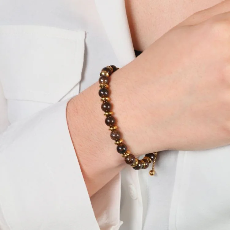 Chic Women's Bracelet in Gold-Toned Stainless Steel and Lapis