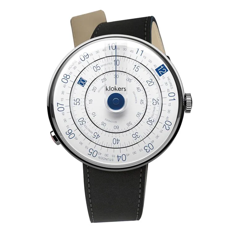 Klokers Watch - Klok 01 - Heritage - White & Blue Dial - Matte Black Leather