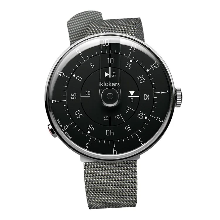 Klokers Watch - Klok 01 - Minimal - Black Reflex - Gray Milanese Bracelet
