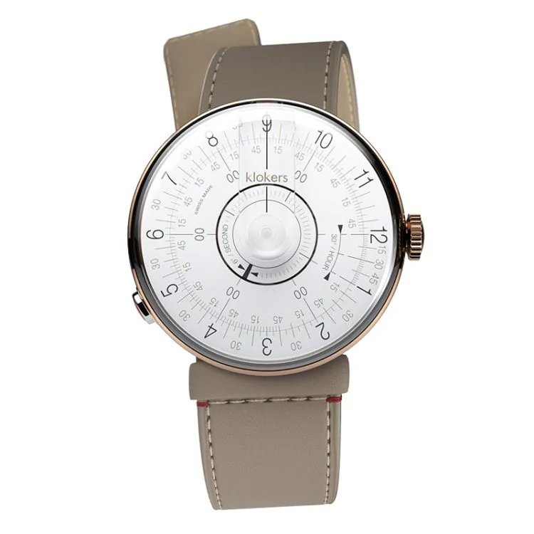 Klokers Watch - Klok 08 - Sixties - White Dial - Grege Leather
