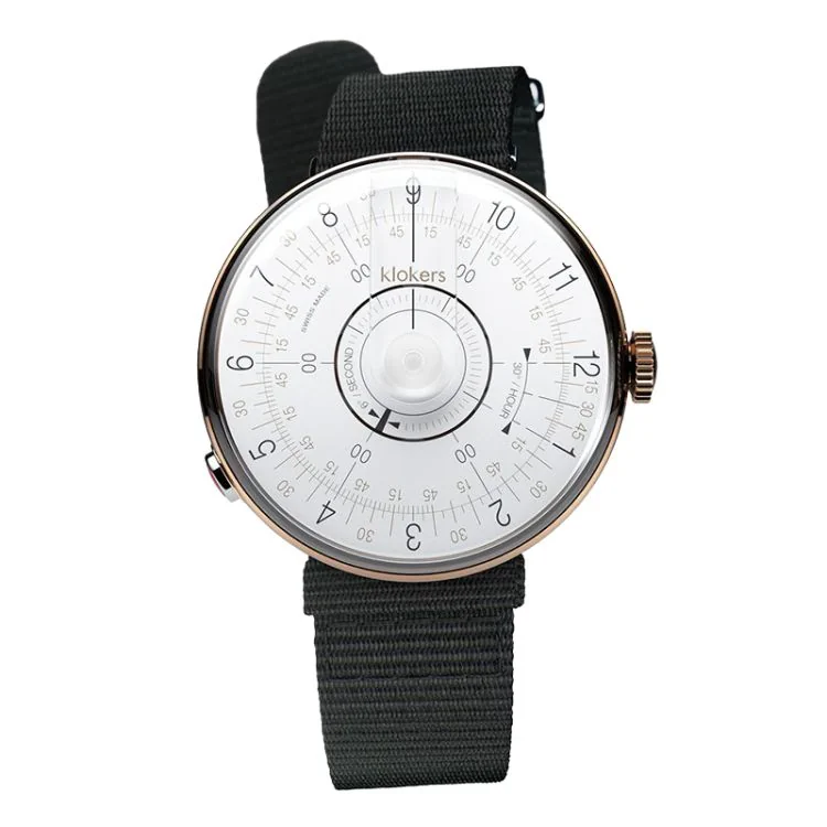 Klokers Watch - Klok 08 - Sixties - White Dial - Black NATO Strap