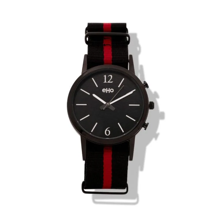 eHo Eco-Friendly Unisex Watch Face in Black and Red Metal