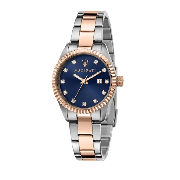 Maserati Competizione Lady Date Watch Face, Silver and Gold-Toned Steel - R8853100507