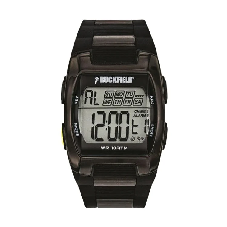 Ruckfield Sport Multifunction Digital Watch with Black Silicone Strap and LCD Display