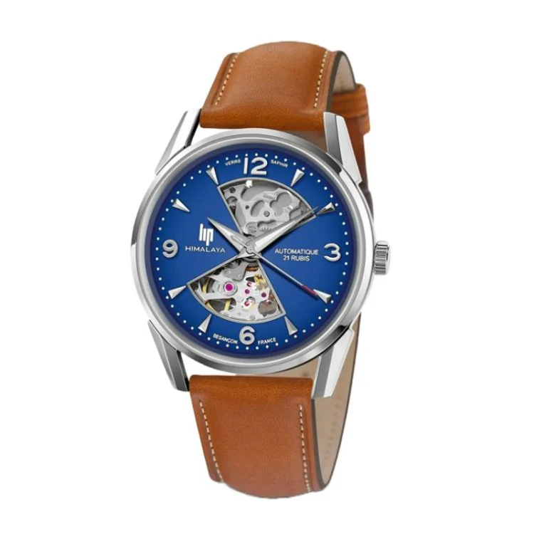 LIP Watch - Himalaya 40 mm - Hourglass - Skeleton Automatic - Blue and Brown