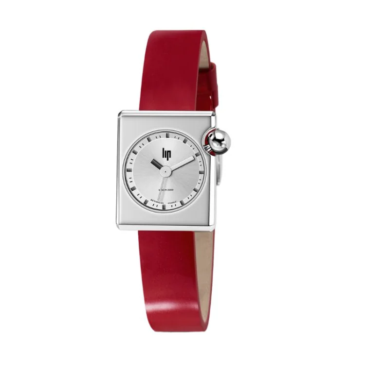 LIP Watch - Mach 2000 - Mini Square - Smooth Red Leather