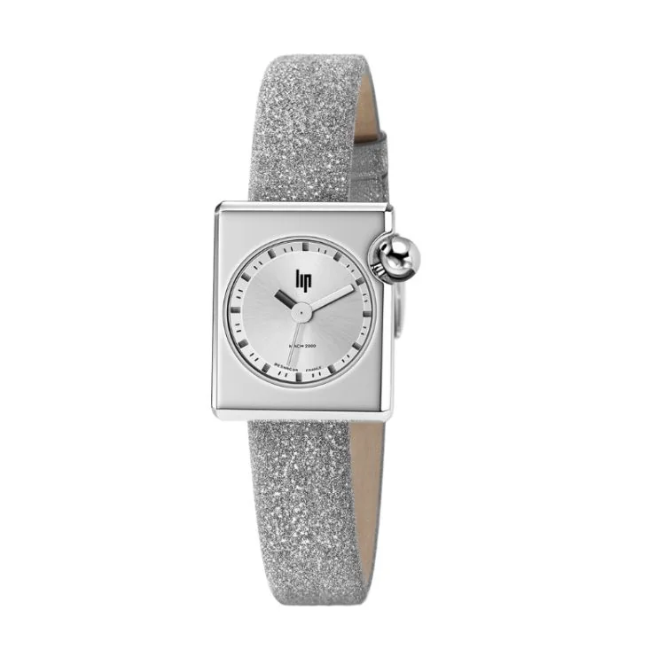 LIP Watch - Mach 2000 - Mini Square - Silver Glitter Leather