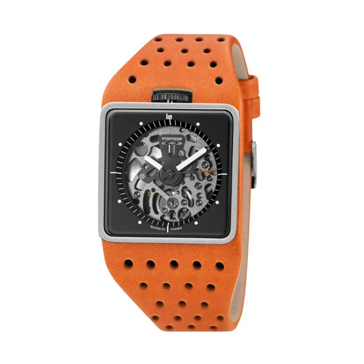 LIP Watch - Big TV - Automatic Skeleton - Perforated Orange Leather