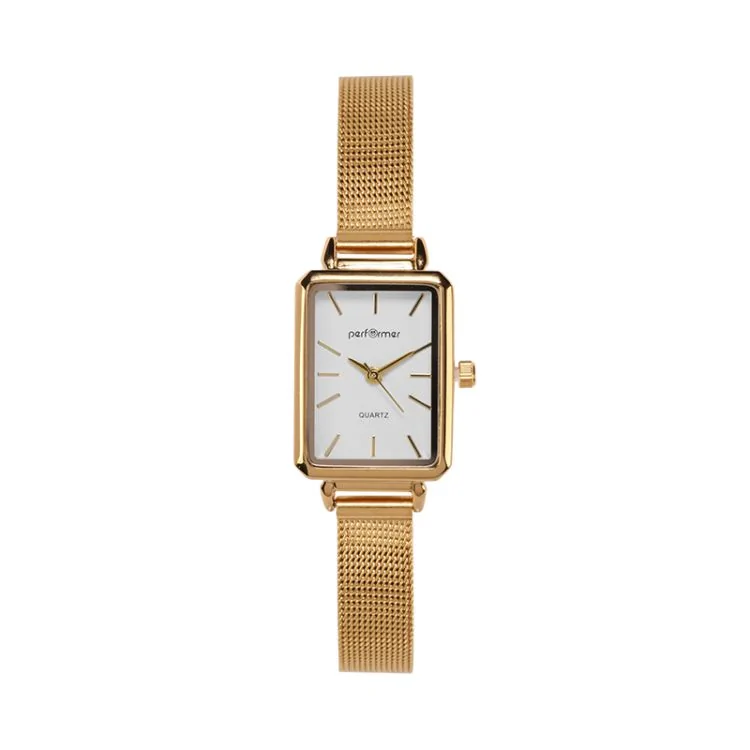 Performer Watch - Rectangular Dial - Women's - Gold Milanese Strap - 70827622