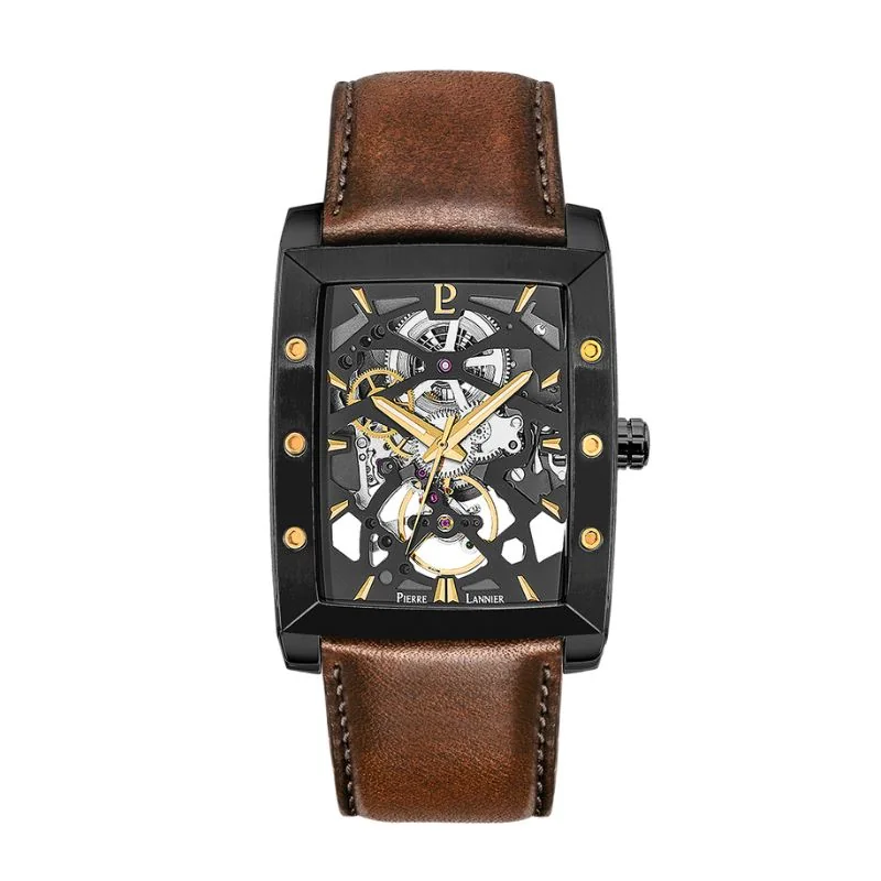Pierre Lannier Hector Automatic Skeleton Marro Leather