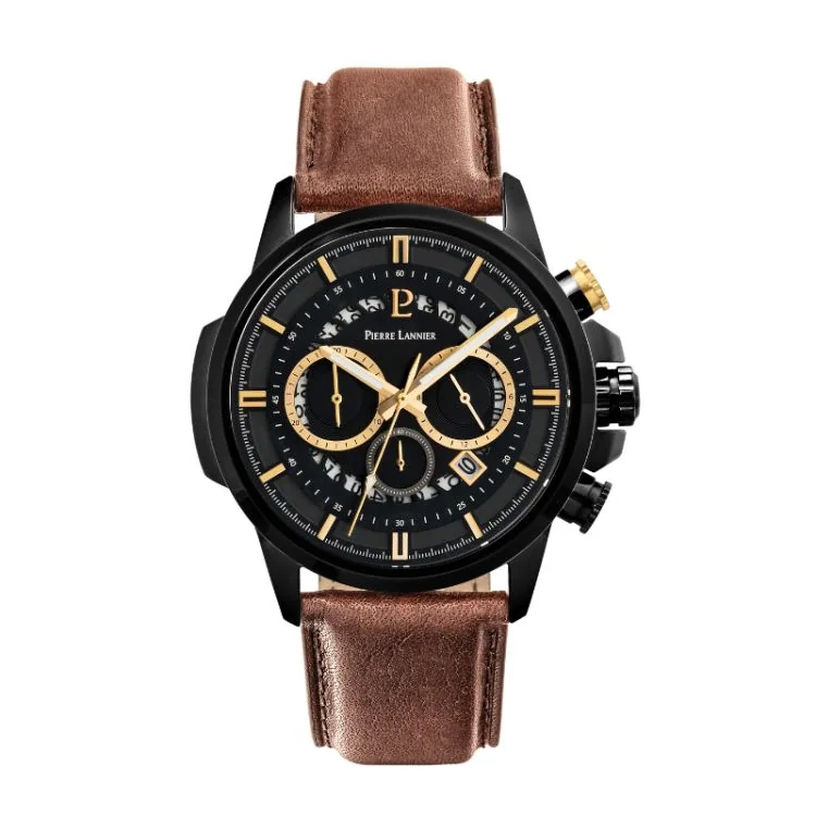 Pierre Lannier Watch - Sentinelle - Chronograph - Maron Leather