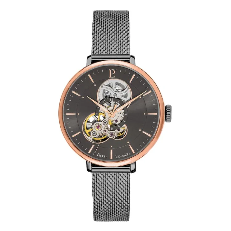 Pierre Lannier Watch - Mélodie - Skeleton - Black Milanese Strap