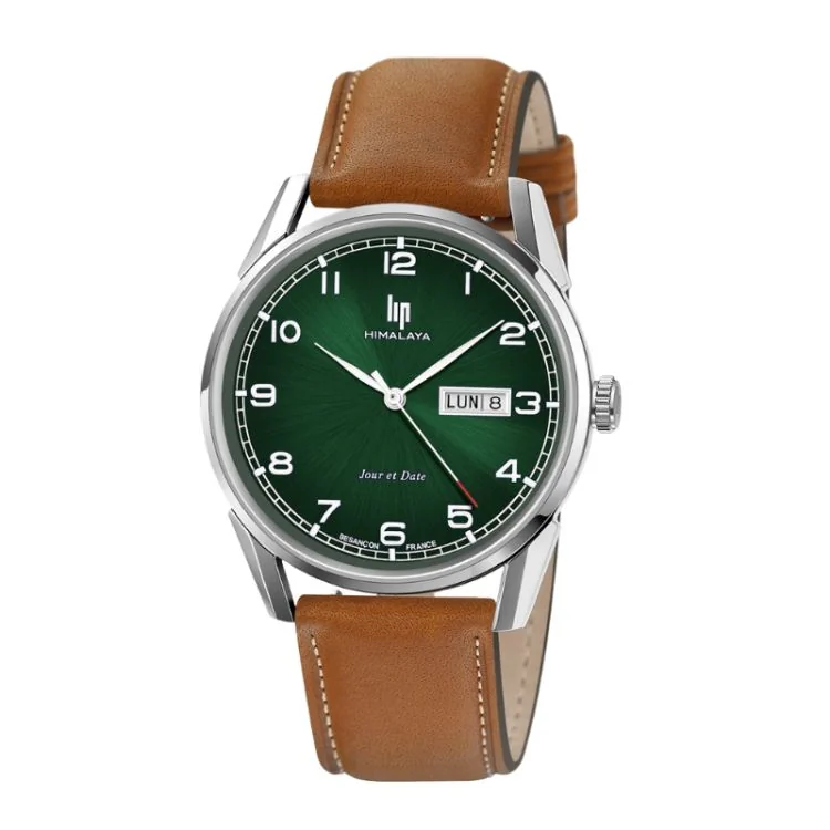 LIP Watch - Himalaya 40 mm - Day and Date - Green Dial - Brown Leather Strap