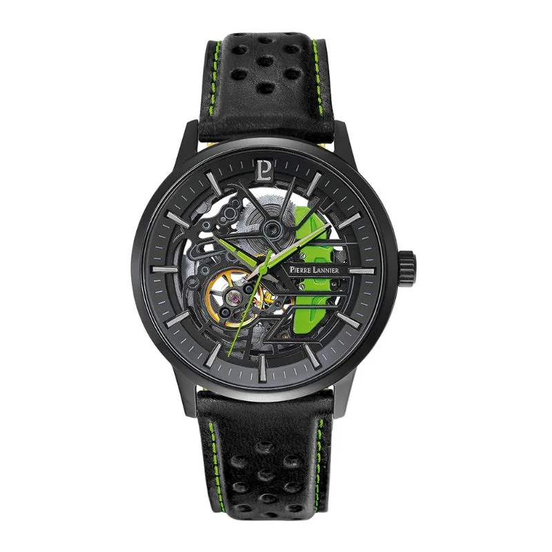 Pierre Lannier Automatic Paddock Watch, Green Leather, 341A477