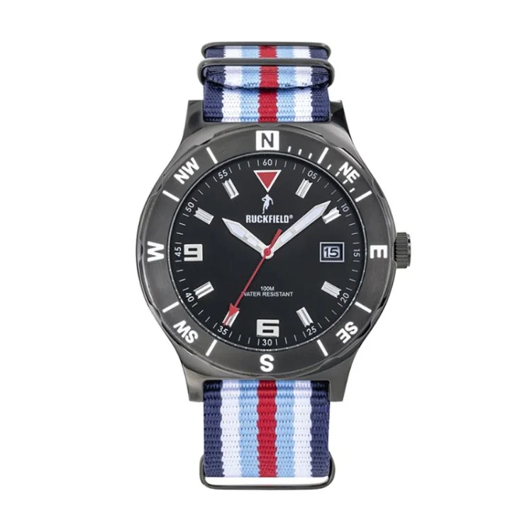 Ruckfield - Ruckfield Watch - Rugby - NATO Strap - Light Blue, White, and Red
