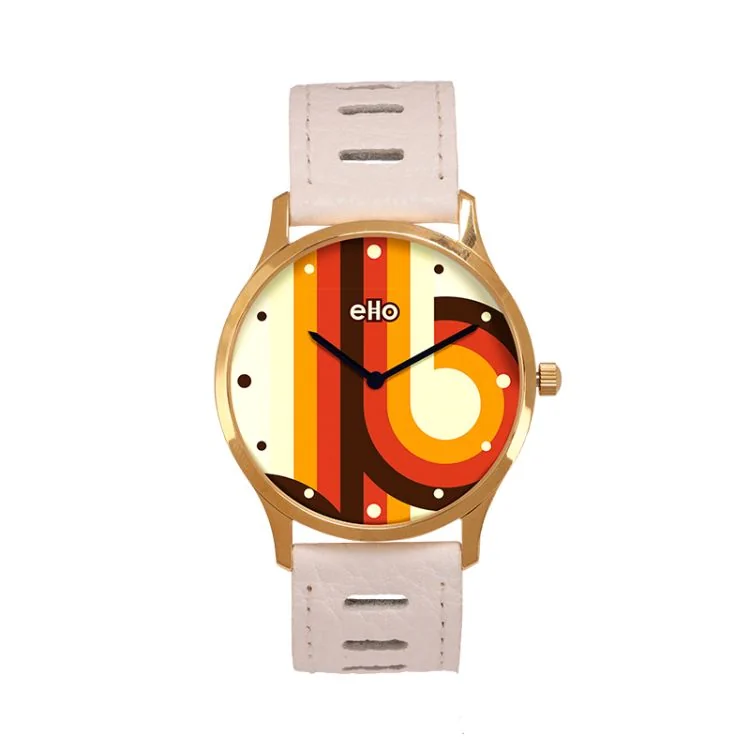 eHo Upcycled Watch - Sixties Collection - White Buckle