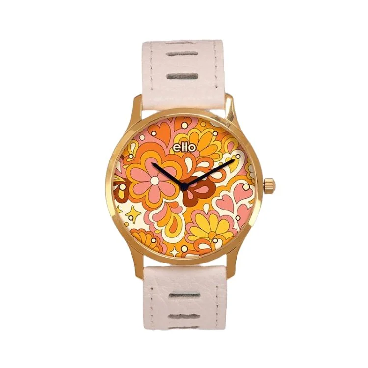 eHo Upcycled Watch - Sixties Collection - White Flower Power
