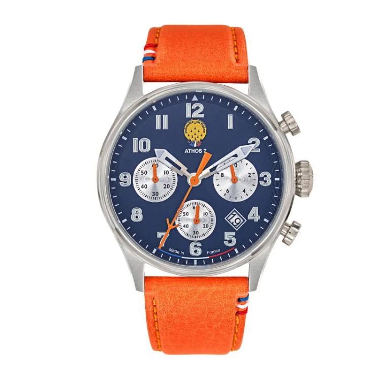 Patrouille de France Watch - Athos 7 - Chronograph - Orange Leather