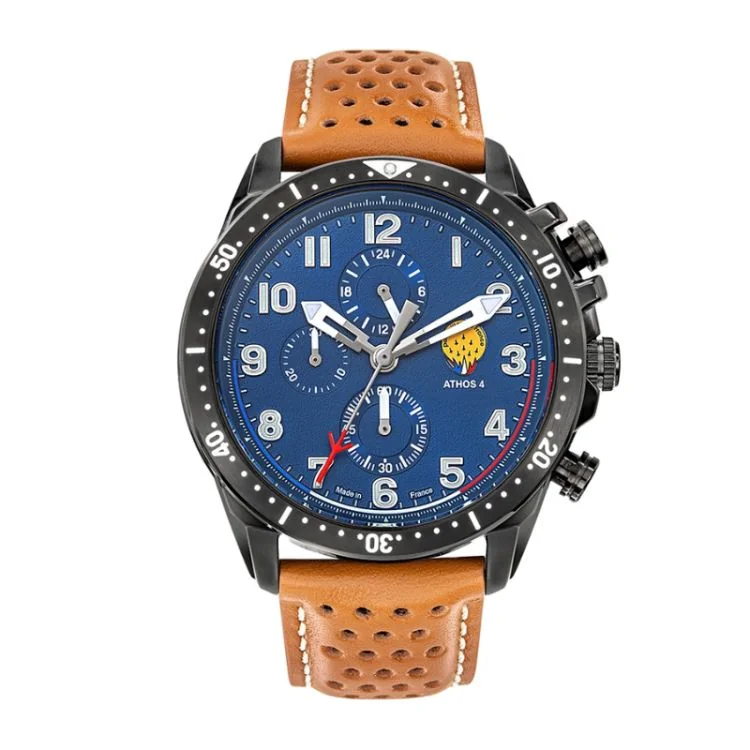 Patrouille de France Watch - Athos 4 - Chronograph - Brown Perforated Leather