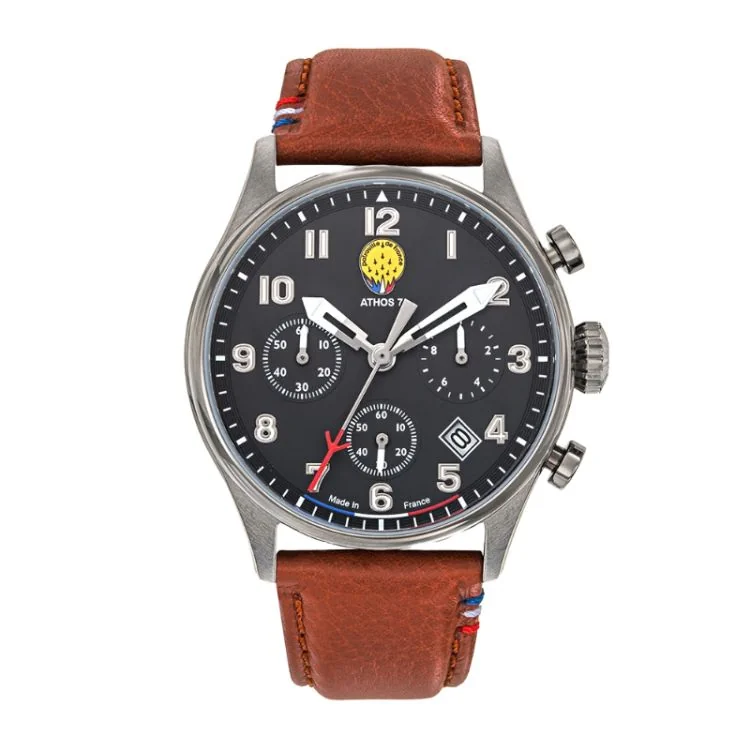 Patrouille de France Watch - Athos 7 - Chronograph - Brown Leather
