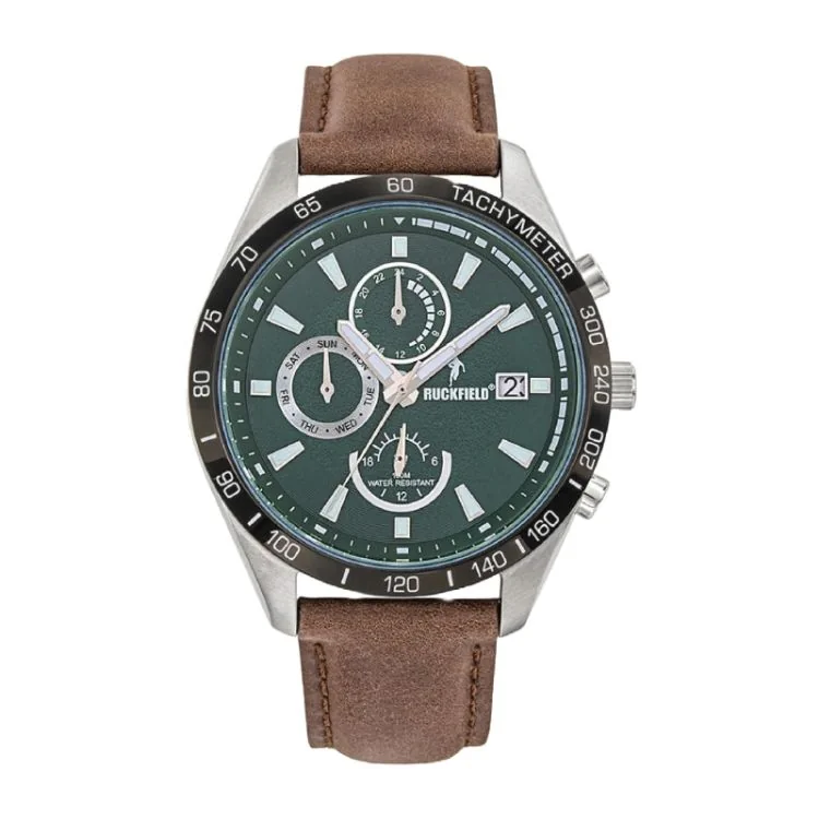 Ruckfield Watch - Rugby - Multifunction - Brown and Green Leather