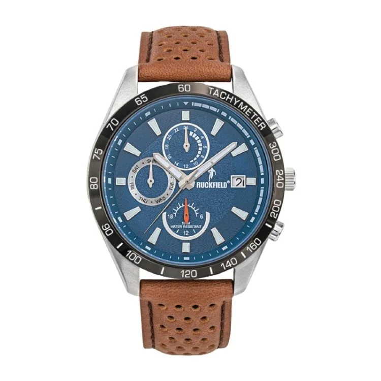 Ruckfield Watch - Rugby - Multifunction - Brown Perforated Leather