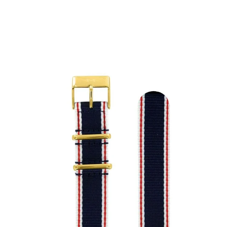LIP Watch Strap - Blue, White, and Red Tri-Color Fabric - 18 mm