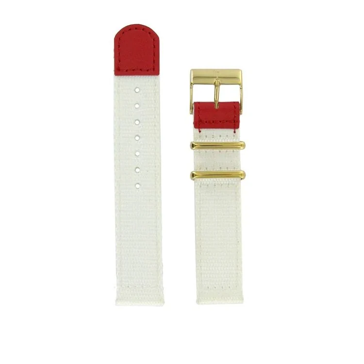 LIP Watch Strap - White and Red Fabric - 18 mm