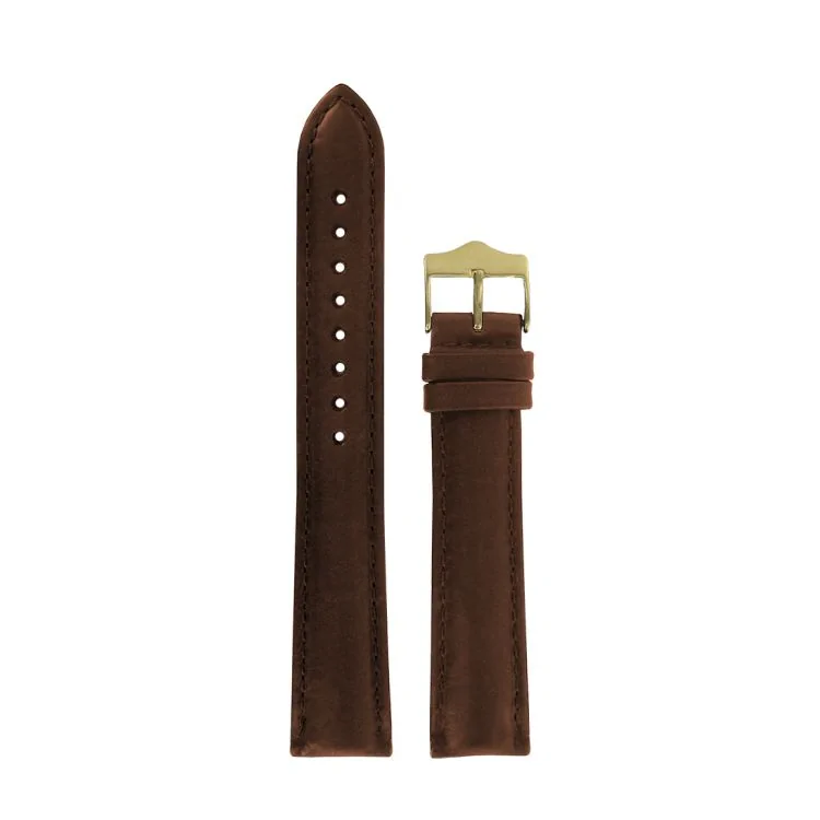 LIP Watch Strap - Dark Brown Leather with Contrast Stitching - 18 mm