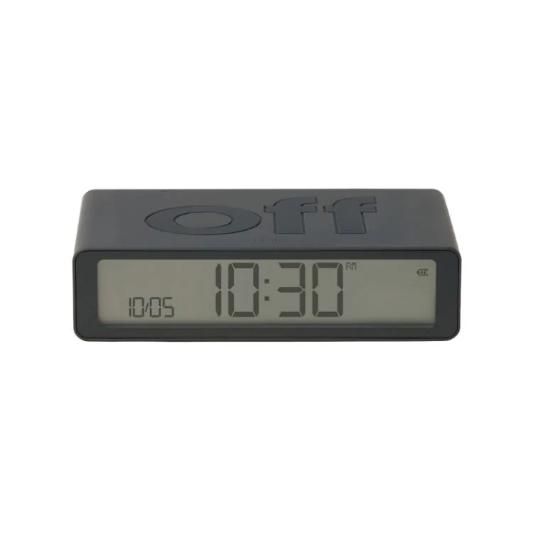 Lexon Alarm Clock - Reversible LCD Alarm Clock - Flip Classic - Gray and Black