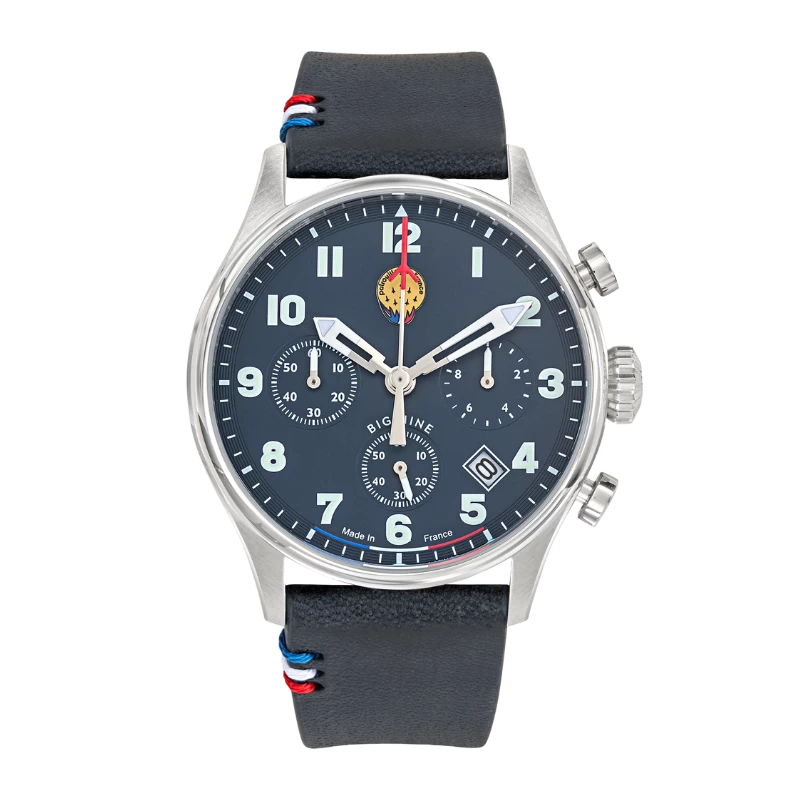 2 Patrouille de France Watch - Special Edition - Big Nine - Blue Leather Strap