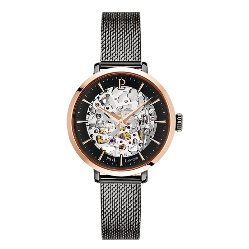 Pierre Lannier Watch - Automatic - Skeleton - Black Milanese Strap