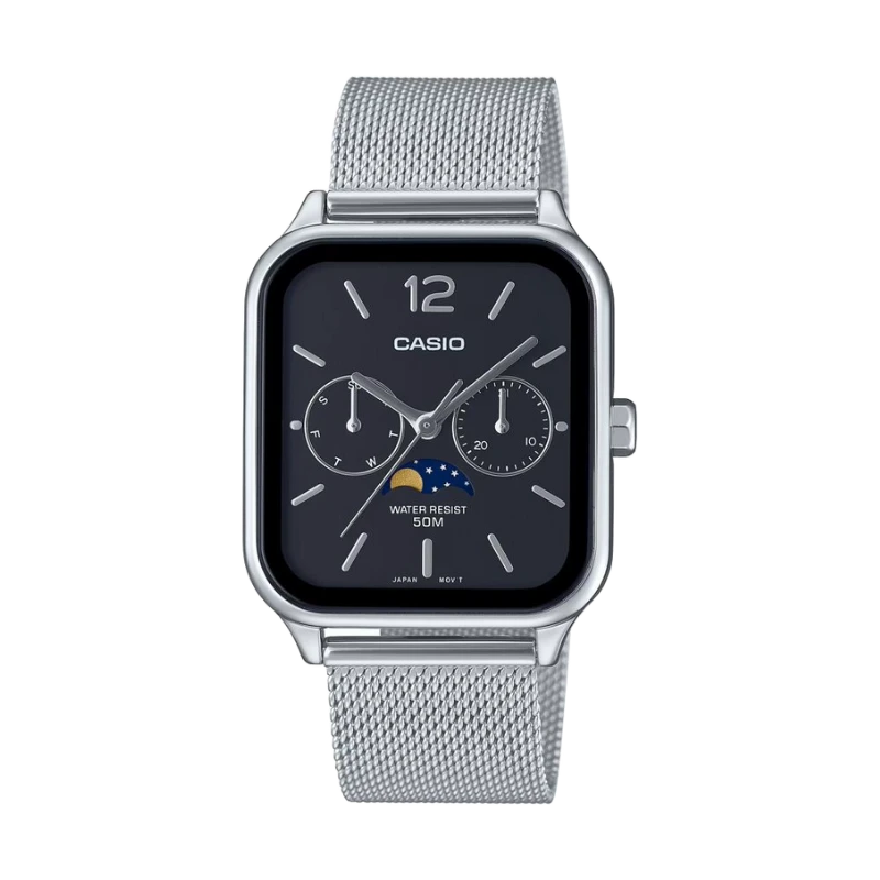 Casio Watch - Standard - Moon Phase - Silver and Black - MTP-M305M-1AVER