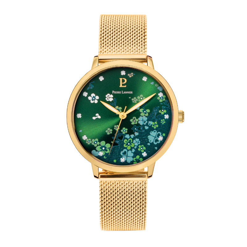 Pierre Lannier Watch - Tallia - Green and Gold Floral Dial