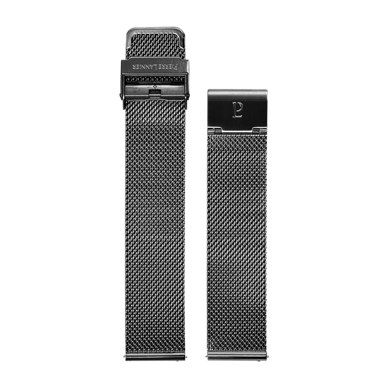 Pierre Lannier Watch Band - Men's - Black Milanese Steel - 16 mm