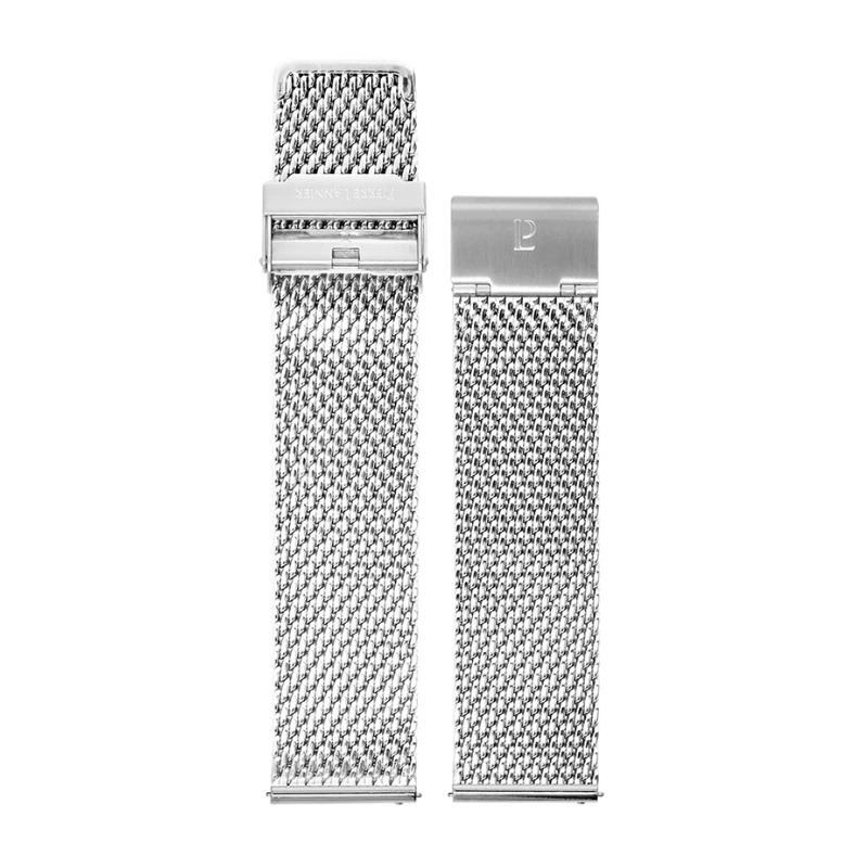 Pierre Lannier Watch Band - Men's - Silver-Plated Milanese Steel - 22mm