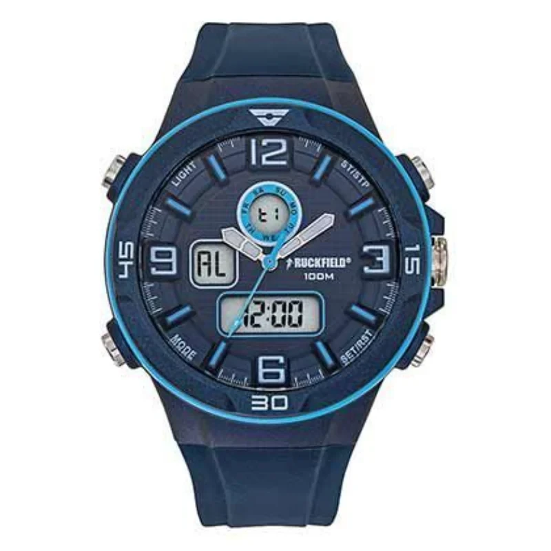 Ruckfield Sport Anadigital Multifunction Watch, Blue Silicone