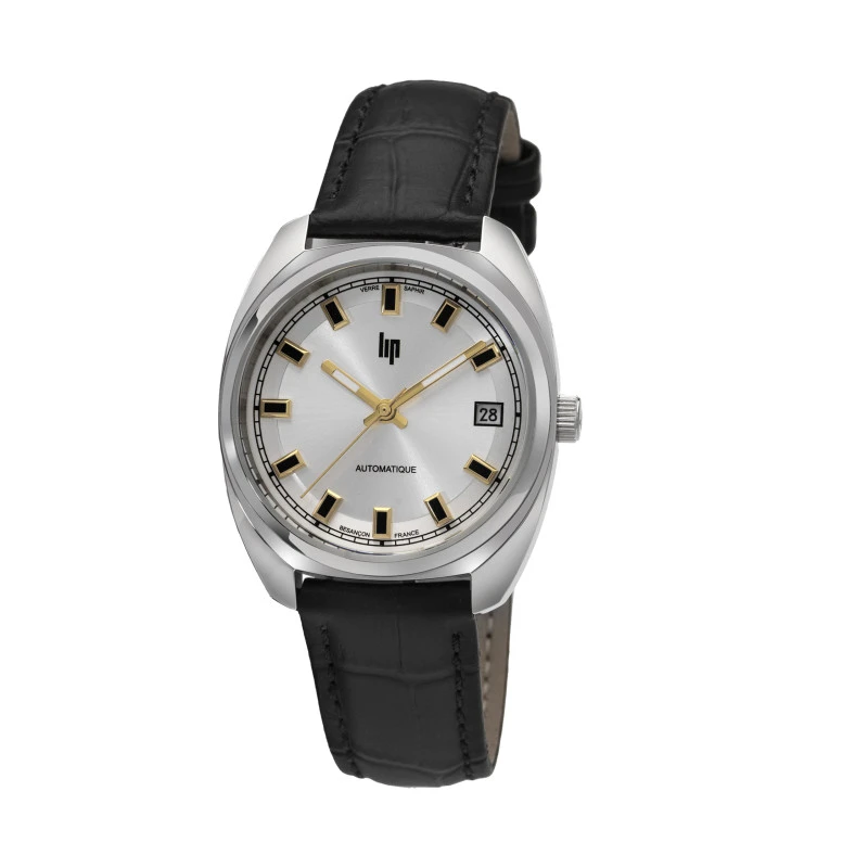 LIP - Lip Général de Gaulle Watch, 35 mm, Automatic, Gray Dial, Black Alligator Leather Strap | 671880