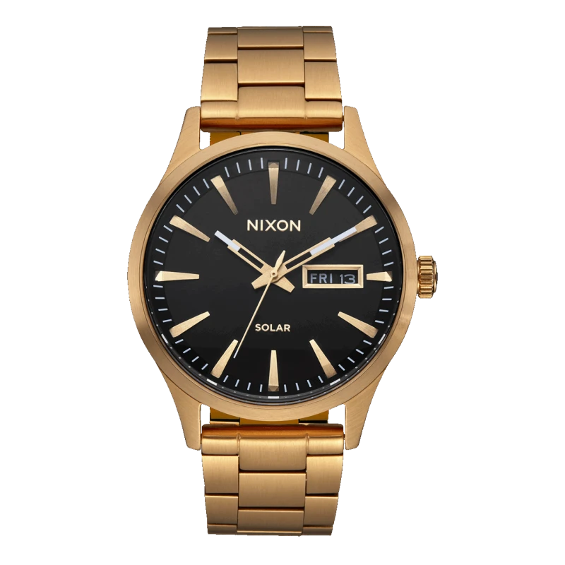 Nixon Watch - Sentry Solar Stainless Steel All Gold Black | Club de la Montre