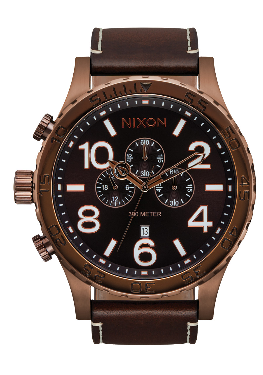 Nixon 51-30 Chrono Leather Chocolate / Dark Roast /
