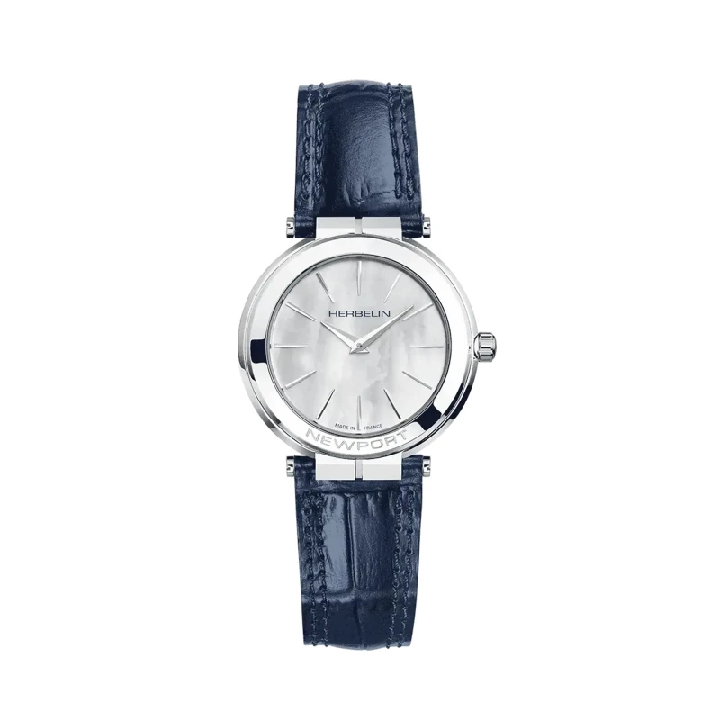 Michel Herbelin Watch - Newport - Slim Quartz - Stainless Steel & Blue Leather
