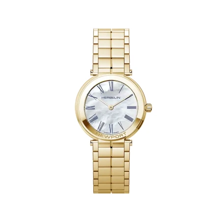 Michel Herbelin Watch - Newport - Slim Quartz - Yellow Gold PVD & Mother-of-Pearl