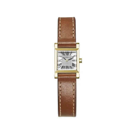 Michel Herbelin Watch - Antarès - Square Quartz - Yellow Gold PVD & Camel Leather