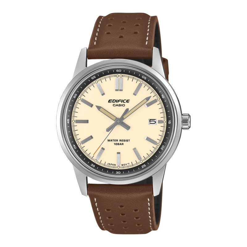 Casio Watch - Edifice - Cream Dial - Brown Leather