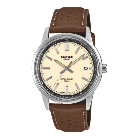Casio Watch - Edifice - Cream Dial - Brown Leather