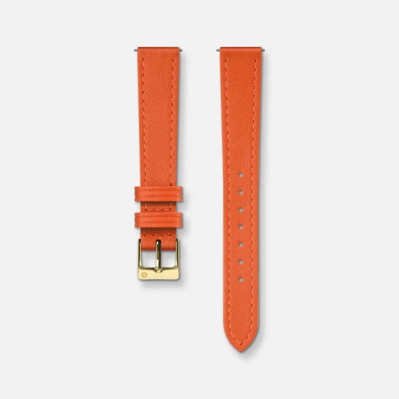 Charlie Paris - Tangerine Leather Bracelet - 14 mm - Yellow Gold Buckle | Club de la Montre