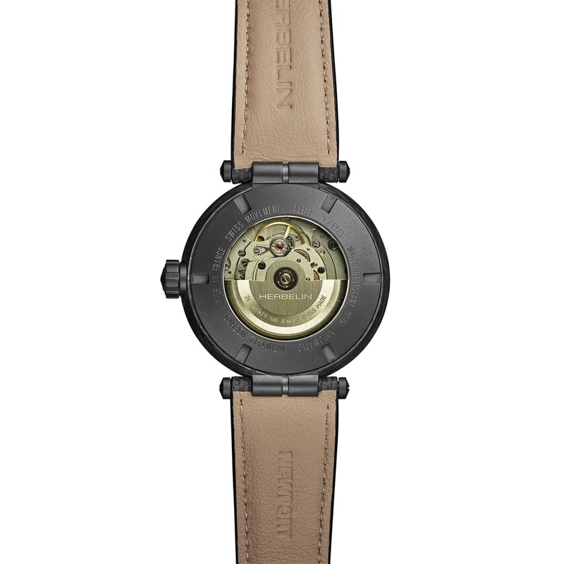 Herbelin Watch - Newport - Automatic - Beige and Black Carbon-Titanium