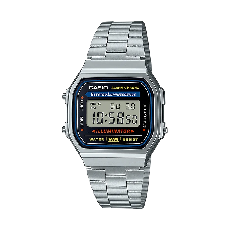 Casio Vintage Iconic Unisex Silver and Black Backlit