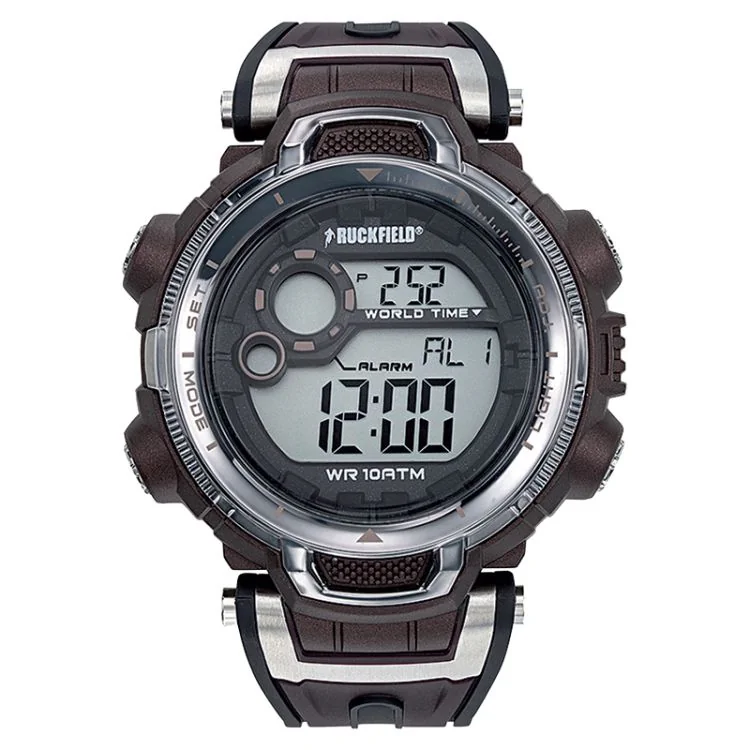 Ruckfield Sport Men's Watch Face, Resin Case, Black Silicone Strap, LCD Dial
